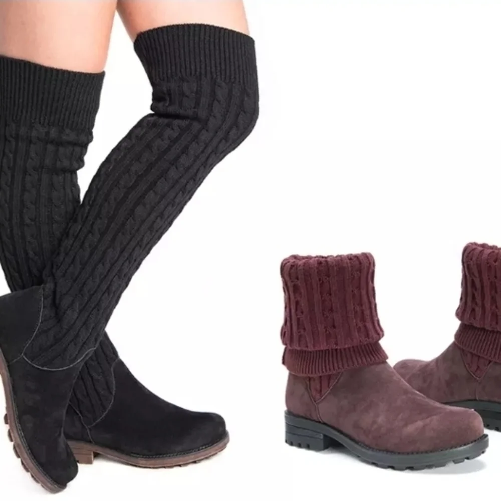 Muk Luks Kelby Black Suede Convertible Sweater Boots Sz 6